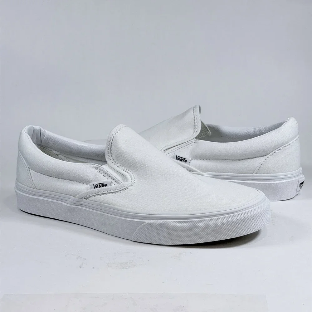 Vans Classic‎ Mens-9 Womens-10.5  Slip-On - True White/White Canvas Shoes